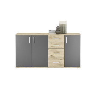 Commode 3P/4T BC 1040 chêne viking/gris