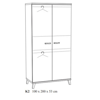 Garde robe 2 portes Evy chêne printemps