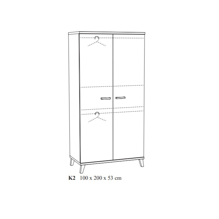 Garde robe 2 portes Evy chêne printemps