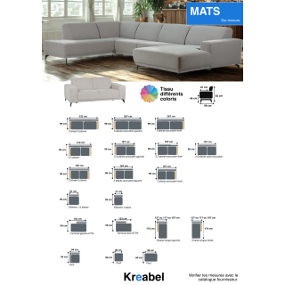 Canapé  2,5 places Mats gris