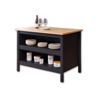 Ilot Helina noir/chêne artisan