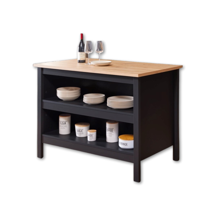 Ilot Helina noir/chêne artisan