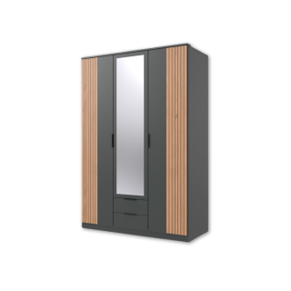 Armoire 3 portes Luebeck graphite/ aspect clayette artisan