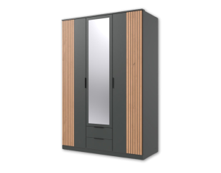 Armoire 3 portes Luebeck graphite/ aspect clayette artisan