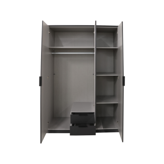 Armoire 3 portes Luebeck graphite/ aspect clayette artisan