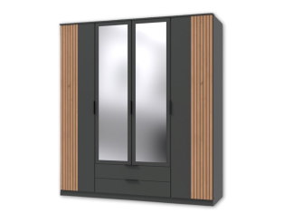Armoire 4 portes Luebeck graphite/aspect clayette artisan