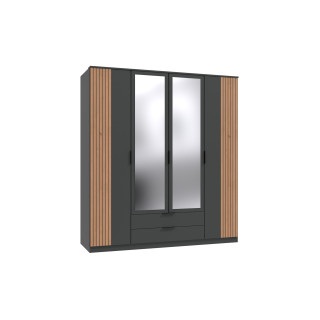 Armoire 4 portes Luebeck graphite/aspect clayette artisan