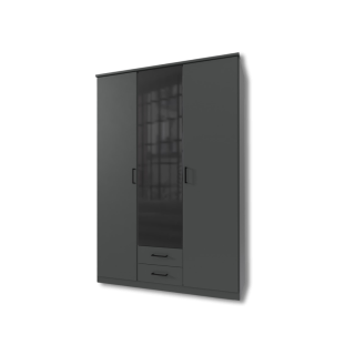 Armoire 3 portes Soest graphite/verre noir