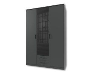 Armoire 3 portes Soest graphite/verre noir