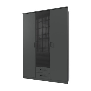 Armoire 3 portes Soest graphite/verre noir