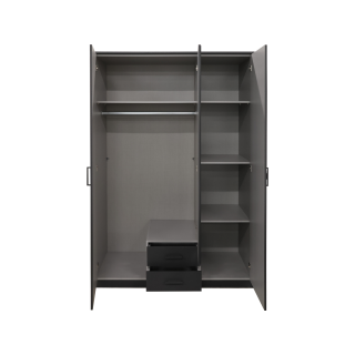 Armoire 3 portes Soest graphite/verre noir