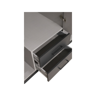 Armoire 3 portes Soest graphite/verre noir