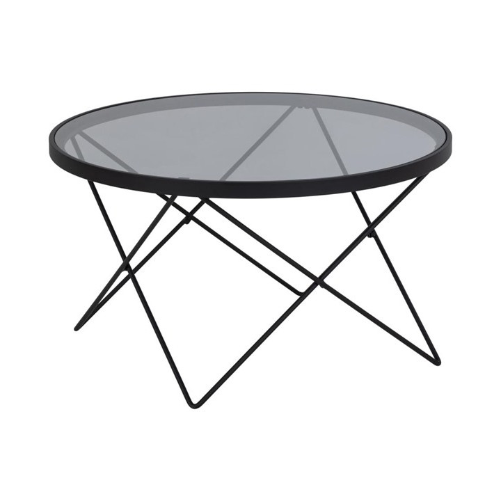 Table de salon Cuxton verre fumé/métal noir