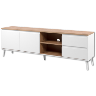 Meuble TV Linz chêne artisan/blanc