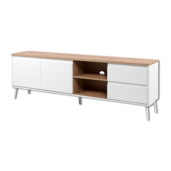 Meuble TV Linz chêne artisan/blanc