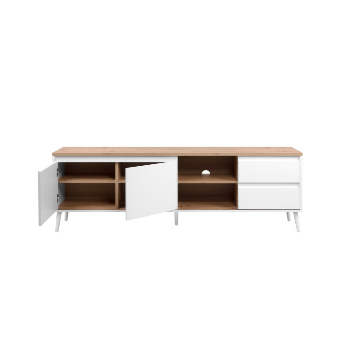 Meuble TV Linz chêne artisan/blanc