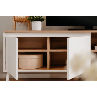 Meuble TV Linz chêne artisan/blanc