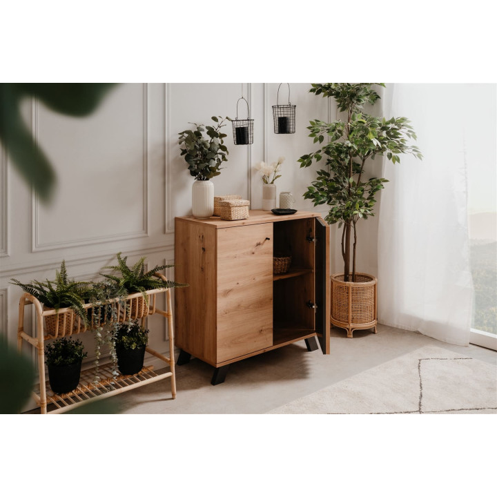 Commode Medan 01D chêne artisan/anthracite