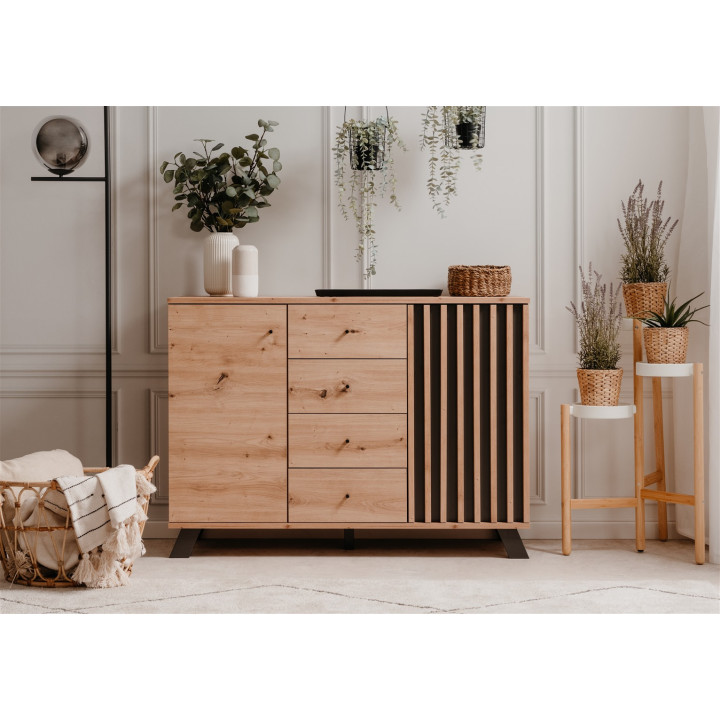 Commode Medan 01B chêne artisan/anthracite