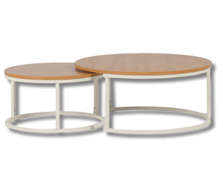 Set de 2 tables de salon UCT7033/7034 naturel/blanc