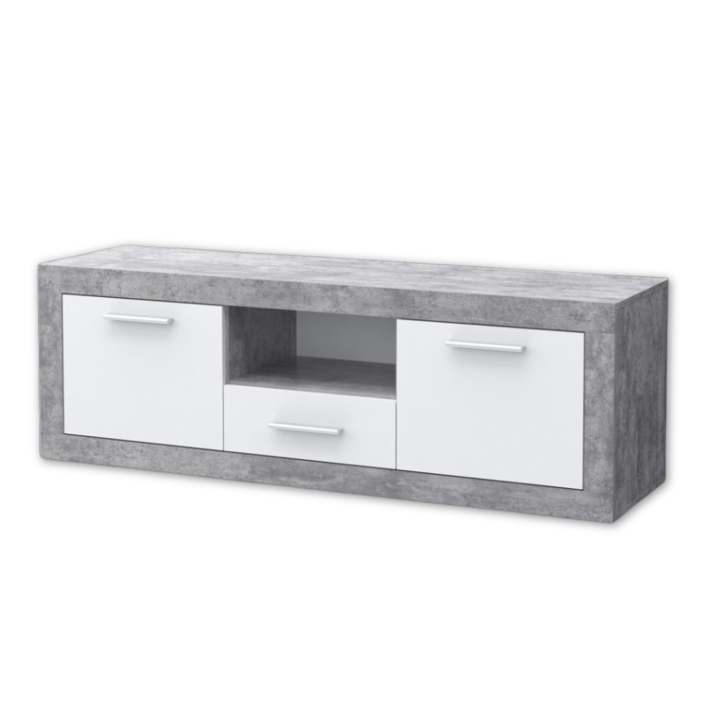Meuble TV Baccio béton/blanc