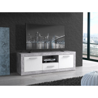 Meuble TV Baccio béton/blanc