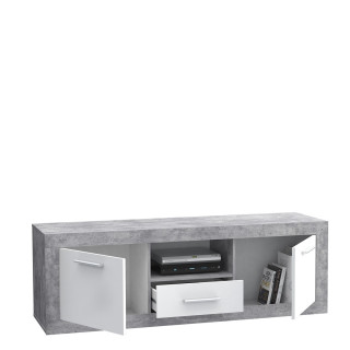 Meuble TV Baccio béton/blanc