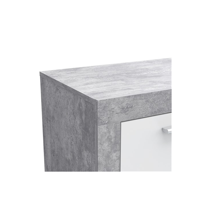 Meuble TV Baccio béton/blanc