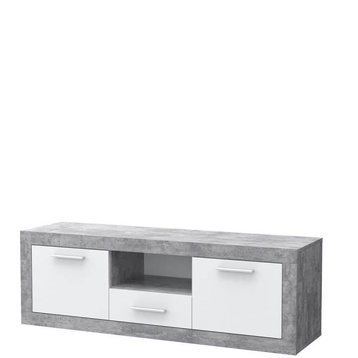 Meuble TV Baccio béton/blanc