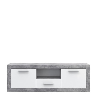 Meuble TV Baccio béton/blanc
