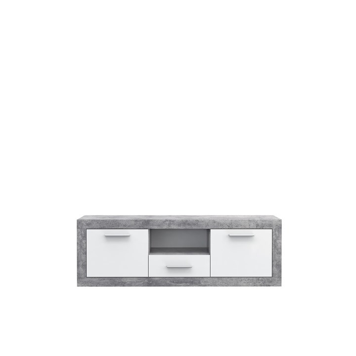 Meuble TV Baccio béton/blanc