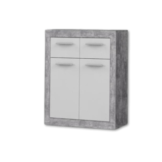 Commode 2P/2T Baccio blanc/béton