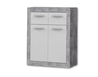 Commode 2P/2T Baccio blanc/béton