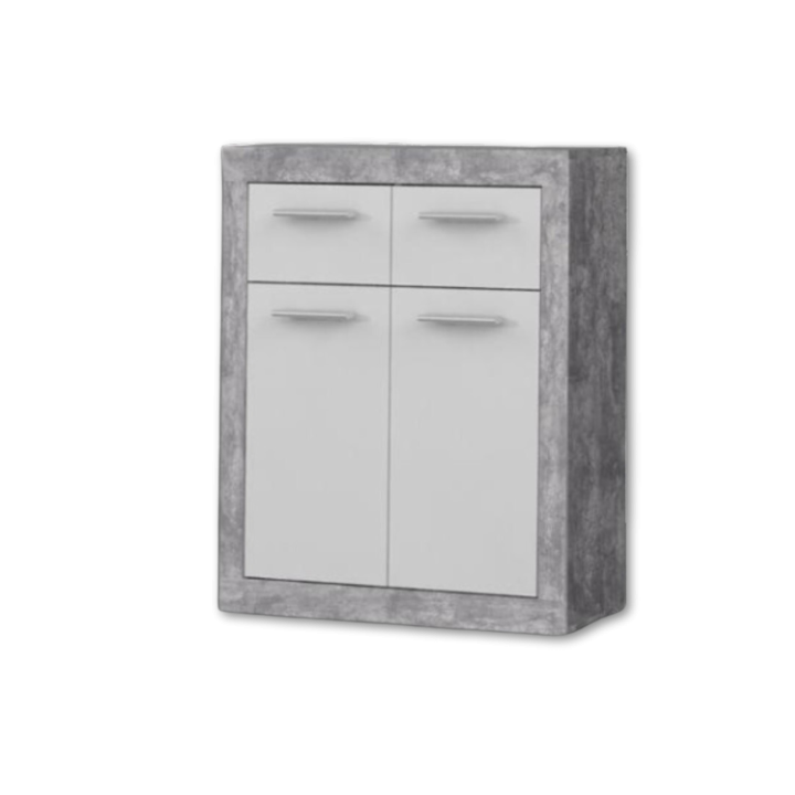 Commode 2P/2T Baccio blanc/béton