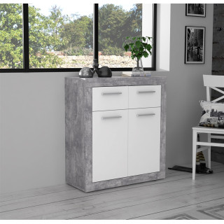 Commode 2P/2T Baccio blanc/béton