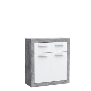 Commode 2P/2T Baccio blanc/béton