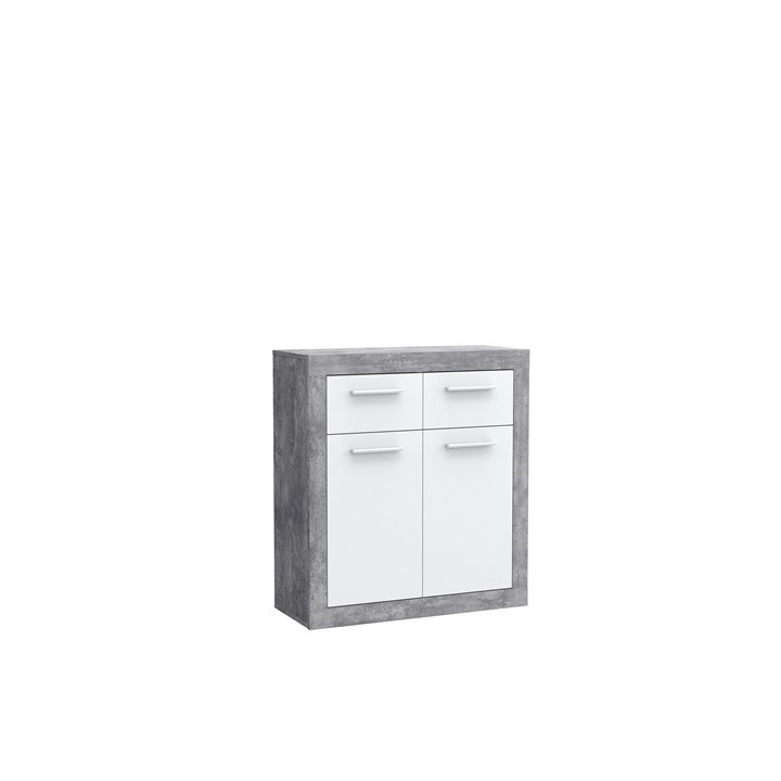 Commode 2P/2T Baccio blanc/béton