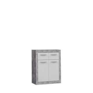 Commode 2P/2T Baccio blanc/béton