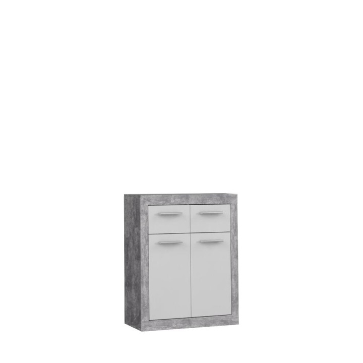 Commode 2P/2T Baccio blanc/béton