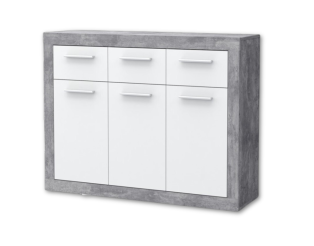 Commode 3P/3T Baccio blanc/béton