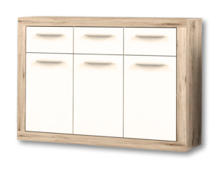 Commode 3P/3T Baccio blanc/chêne