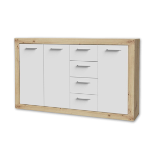 Commode 3P/4T Baccio blanc/chêne