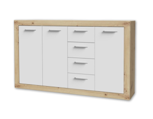 Commode 3P/4T Baccio blanc/chêne