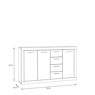 Commode 3P/4T Baccio blanc/chêne