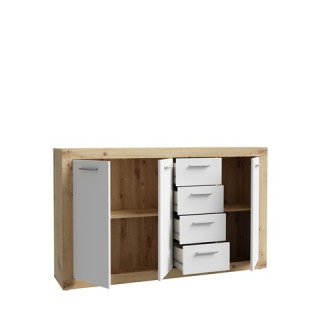 Commode 3P/4T Baccio blanc/chêne