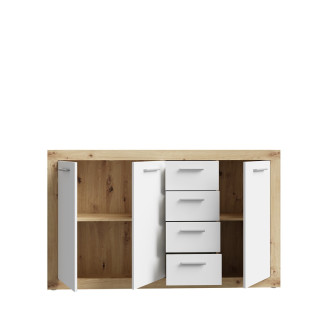 Commode 3P/4T Baccio blanc/chêne