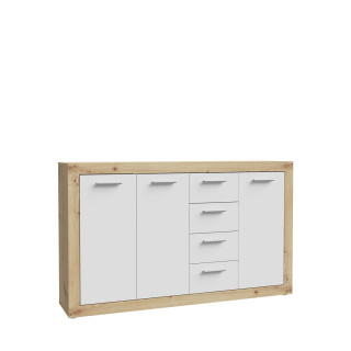 Commode 3P/4T Baccio blanc/chêne