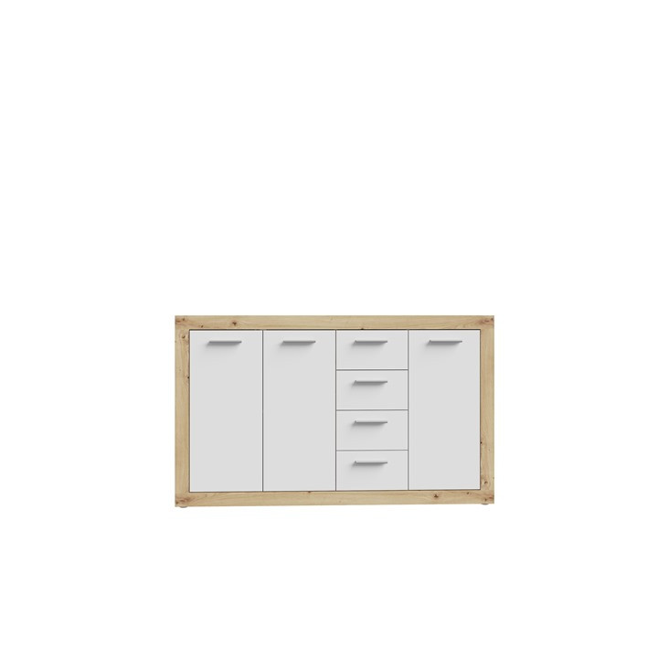 Commode 3P/4T Baccio blanc/chêne