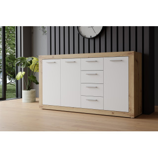 Commode 3P/4T Baccio blanc/chêne