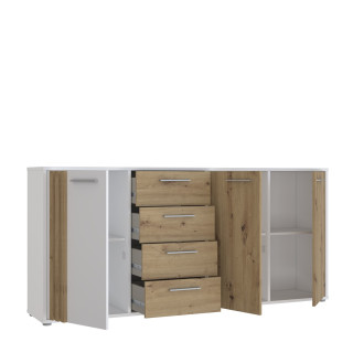 Commode 3P3TB4T Cardigan chêne artisan/blanc